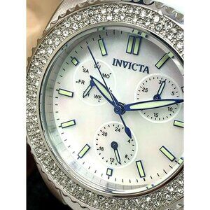 Invicta Women's Watch 28486 Angel 38mm White Dial Crystals Accent Rubber Strap